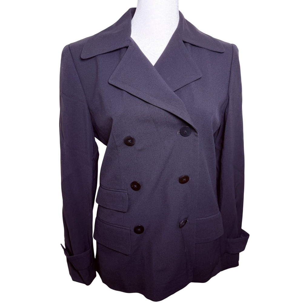 VTG DKNY Petite Black Double Breasted Blazer Jacket Size 2P NWT MSRP $425 Career
